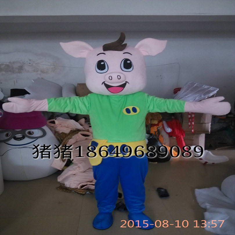 猪装扮行走人偶服装卡通玩偶来图定制成人穿戴头套定做毛绒公仔。