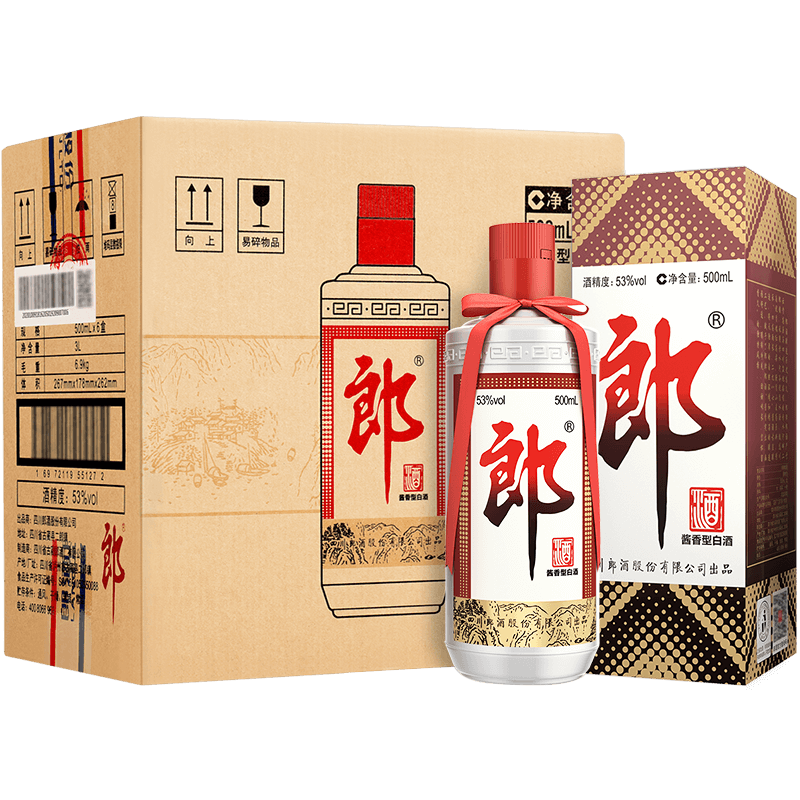 郎酒 郎牌郎酒普郎 53度酱香型白酒 500ml*6瓶 整箱装 宴请送礼