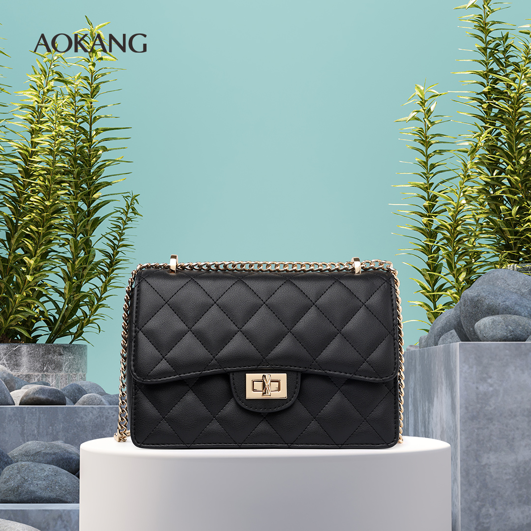 奥康经典菱格链条包女2025新款小方包单肩轻奢百搭斜挎包时尚女包