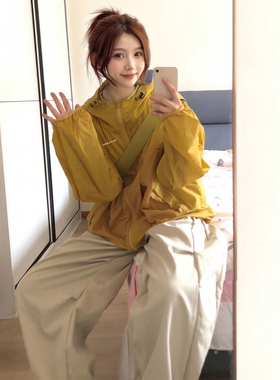 黄色防晒衣外套女2026夏季新款户外山系轻薄透气徒步防紫外线上衣