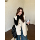 羊羔毛外套环保皮草毛毛外套短款 韩系羊羔绒马甲女2025秋冬新款