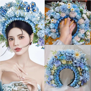 汉服泉州浔埔女头饰绢花仿真花双面发箍簪花发饰轻奢国风网红超仙