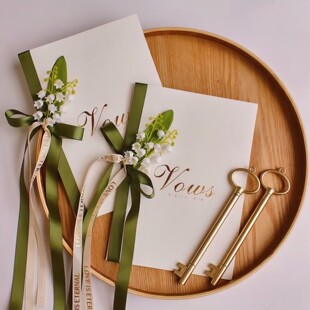 结婚韩式新娘森系小清新誓言卡新人宣誓本新郎宣言卡铃兰花郁金香