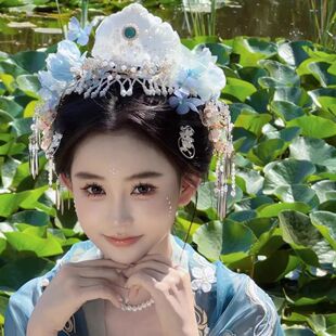 宋制3D打印汉服配饰发冠仙气头饰簪花头冠古风写真墨雨云间发饰女