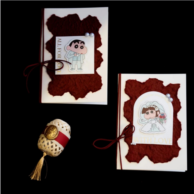 新款誓言卡婚礼小众高级蜡笔小新宣誓致辞本宣言书卡通结婚誓词卡