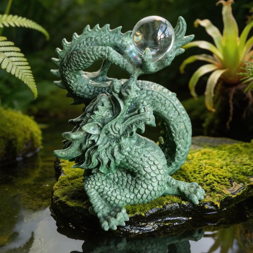 原创设计飞龙摆件龙珠水景装饰品花园庭院造景微景观鱼池水池鱼缸