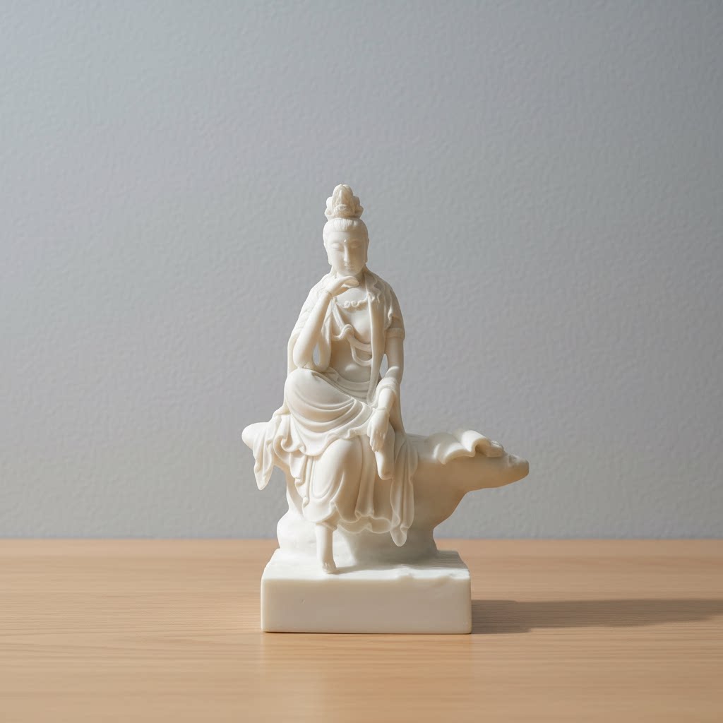 新中式观音像桌面摆件水月观音佛像摆件客厅家用供奉佛像家居摆件