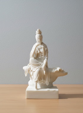 新中式观音像桌面摆件水月观音佛像摆件客厅家用供奉树脂家居摆件