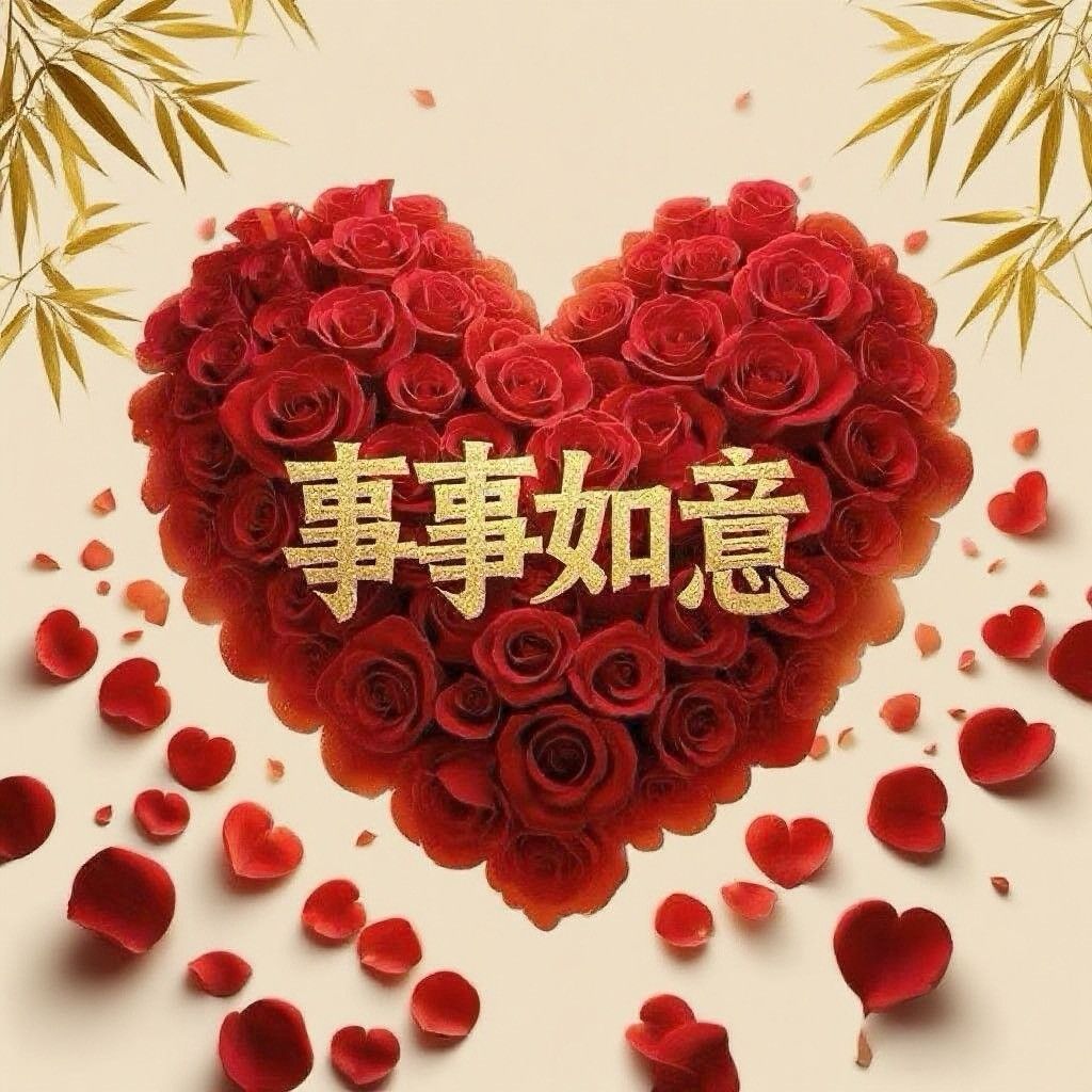 新款贴纸墙上贴画红色玫瑰花的祝福语仿真海报贴墙不干胶贴纸