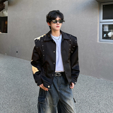 秋季新男装垫肩休闲飞行员情侣长袖夹克短款外套A106-1-8251-p88，男装夹克，电商A106-1