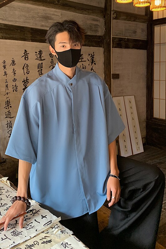 夏季男装新款冰丝感薄款大码纯短袖衬衫外套男A106-1-1818-P30,男装衬衫,电商A106-1