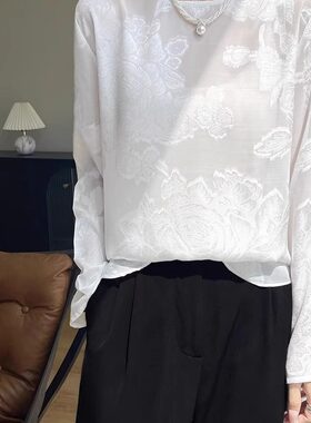 春微透薄款醋酸长袖衬衫防晒