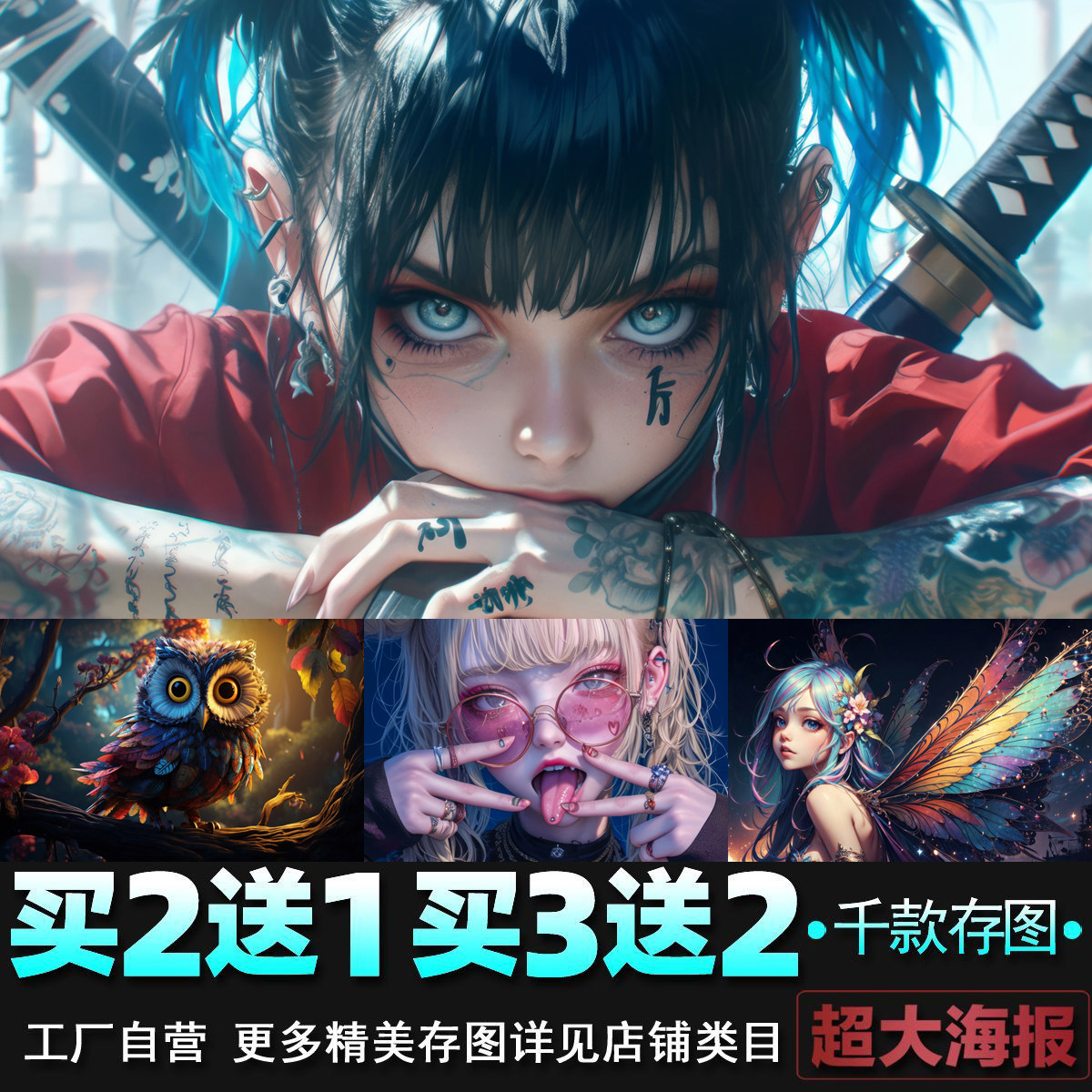二次元动漫海报 风景人物朋克星球创意ins宿舍卧室墙贴壁纸装饰画