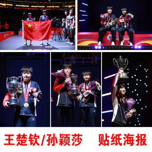 乒乓球孙颖莎王楚钦贴纸海报头哥组合壁纸运动墙贴装饰画定制
