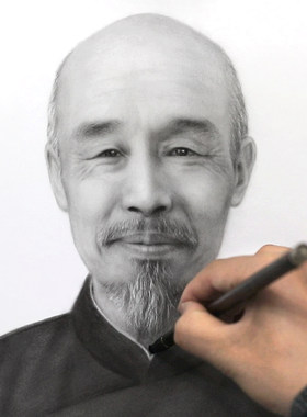 碳精画素描老人遗像大师精品手绘