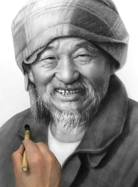 纯手绘头像素描画碳精粉画像定制真人照片炭粉肖像画老人炭像绘制