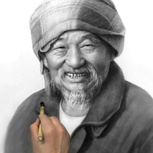 纯手绘头像素描画碳精粉画像定制真人照片炭粉肖像画老人炭像绘制