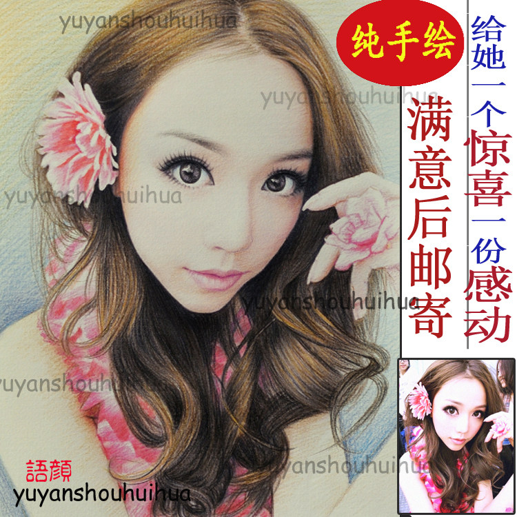 纯手绘人像铅笔素描头像人工代画头像定制/手绘真人漫