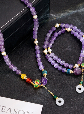 2025天然淡水珠紫色天然石手工串珠项链手链女时尚轻奢百搭锁骨链