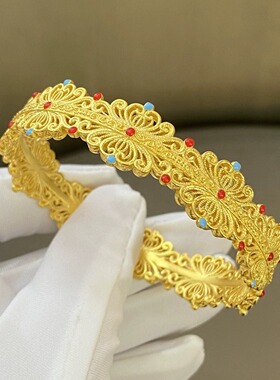 2025新款中国结歌剧绽放镂空手镯女沙金古法花丝民族高级轻奢手环