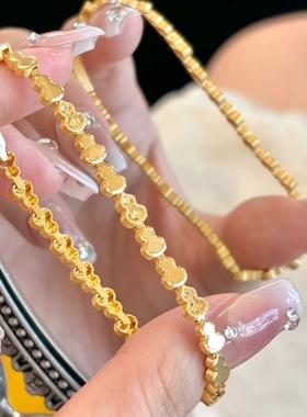 2025周家同款沙金爆闪鱼鳞碎冰满圈葫芦手链女士轻奢亮面福禄手串
