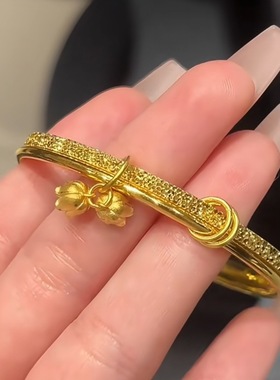 2025新款沙金铃兰花双环超闪碎碎冰手镯女士温柔气质百搭手环手饰