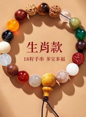 2026新款男女饰品中式寺庙十八籽手链木质奇石设计感手持手串送礼