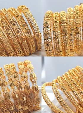 2025女款设计感手镯跨境热销全金手镯Fashion Women Gold Jewelry