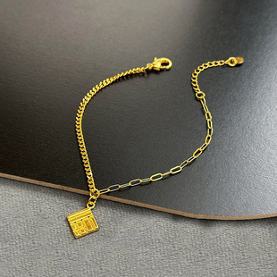 2025金店同款传福系列方块福字福牌手链简约时尚女式百搭气质手串