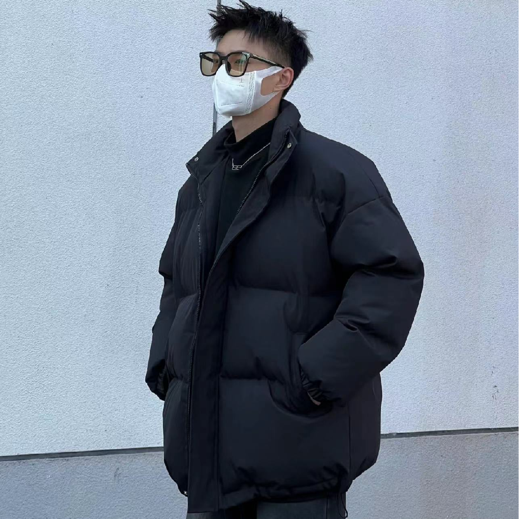 阿叔潮牌冬季纯色立领棉服外套男生加厚情侣保暖百搭宽松休闲棉衣