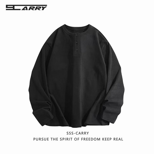 秋冬百搭宽松亨利领长袖打底衫