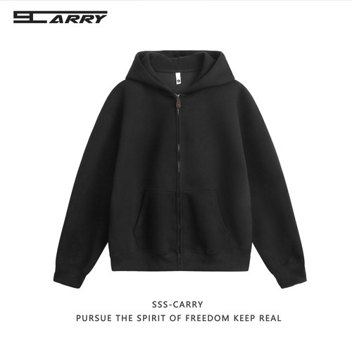 春秋重磅460g连帽短款卫衣外套