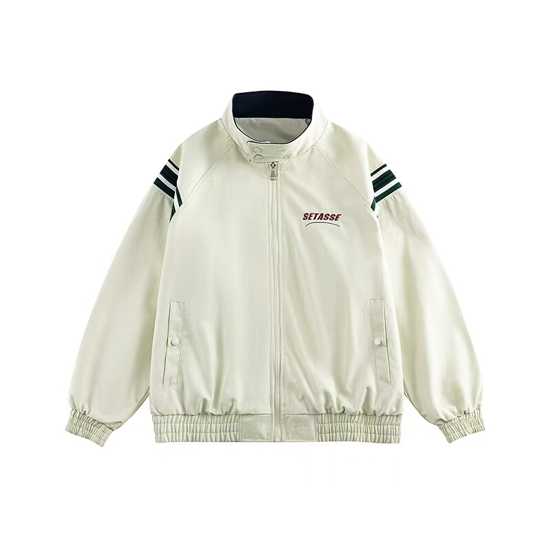 美式机车风撞色高街百搭立领夹克