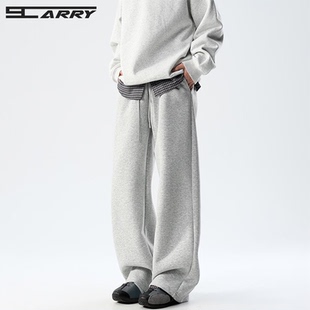 男春秋情侣运动百搭宽松卫裤 阿叔潮牌美式 纯色重磅450g直筒休闲裤
