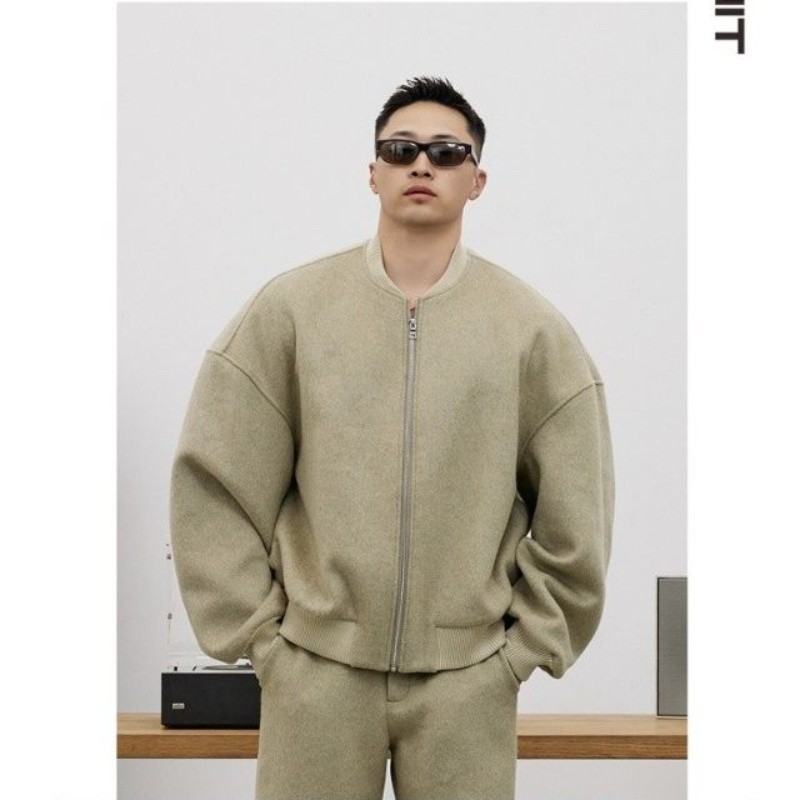 立领棒球羊毛呢子外套男