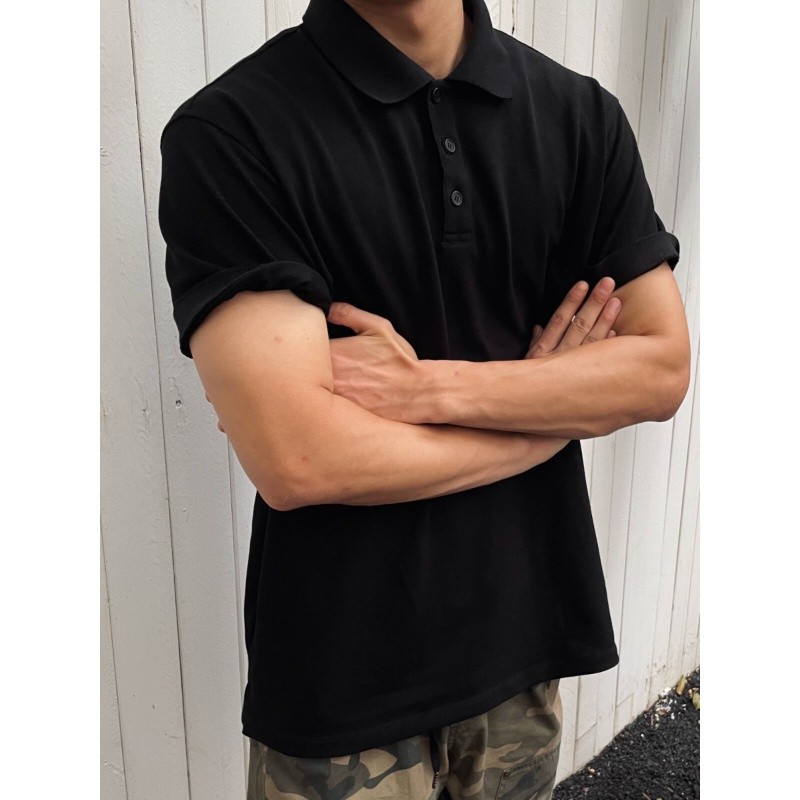 夏季简约修身美式polo衫男装