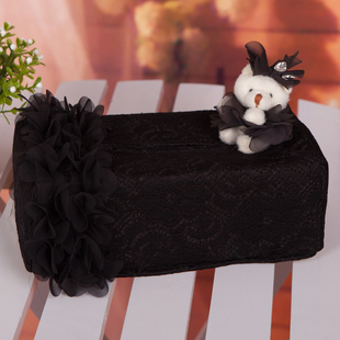 花瓣雨黑色汽车内纸巾盒套车用可爱餐巾盒座式抽纸盒车载纸巾盒套