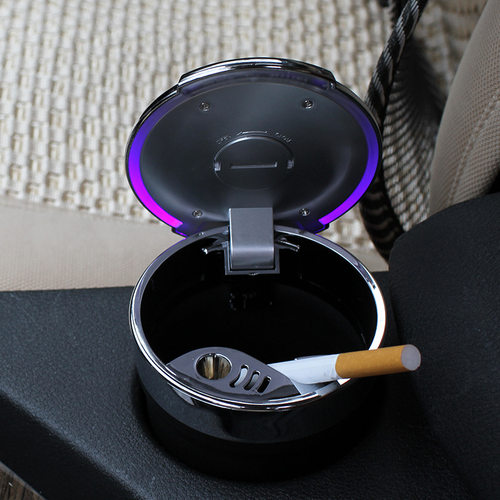 汽车载烟灰缸多功能带LED灯带盖座式创意车内用耐高温车用烟灰缸
