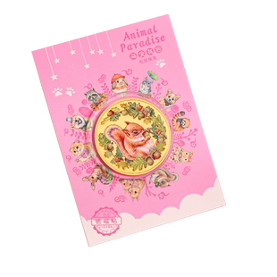 萌宠花园纪念币DIY磁性冰箱贴卡通可爱小动物浮雕硬币柴犬柯基龙猫樱花兔浣熊熊猫金币纪念章儿童小学生礼物