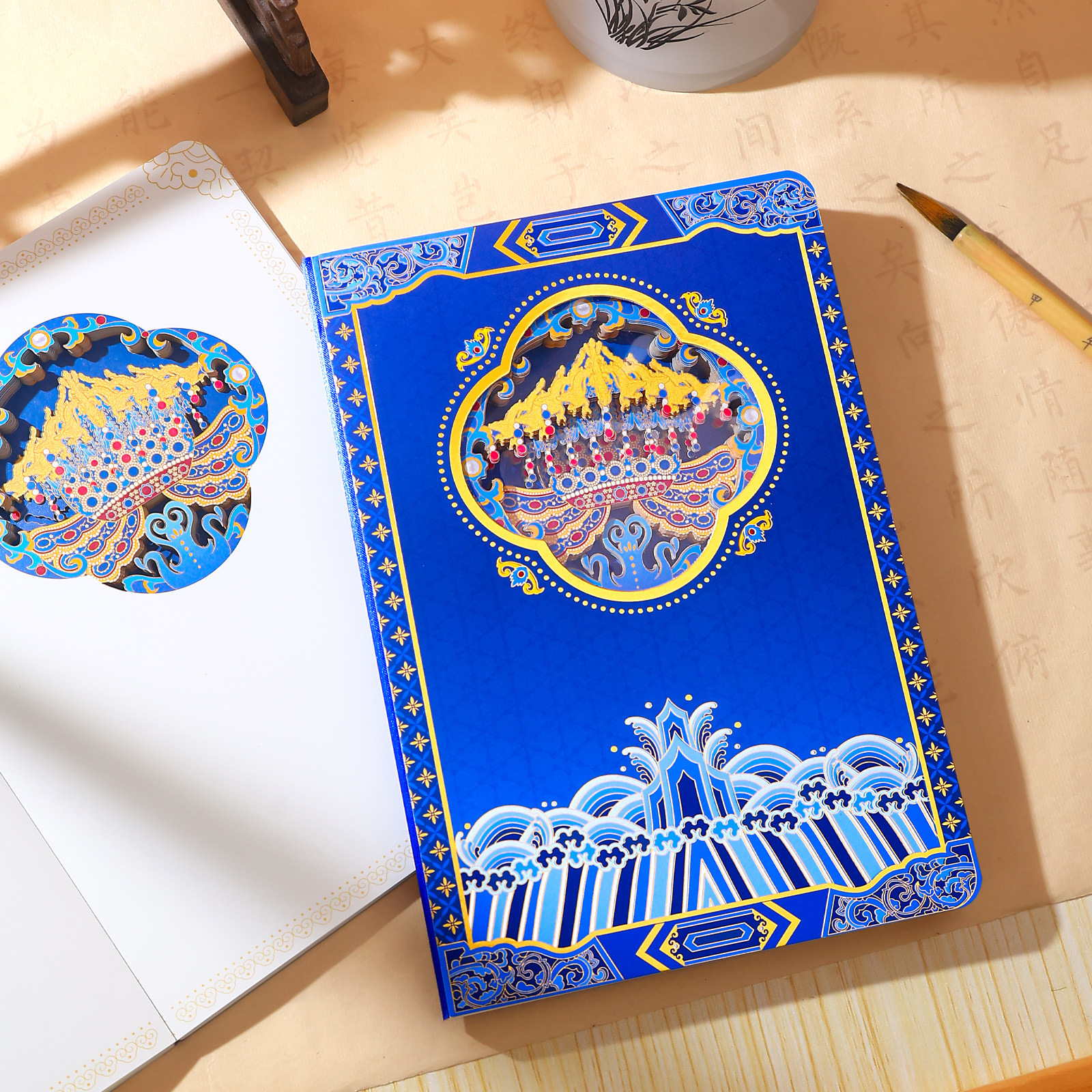 故宫文具3D立体镂空纸雕笔记本子有凤来仪中国风复古典记事本日记本手账本送同学老师高颜值生日礼物文创礼品