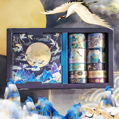 南风听鹤归烫金贴纸大礼包仙鹤手账素材diy装 饰手机口红贴画中国风复古典和纸胶带文艺古风胶卷创意生日礼物