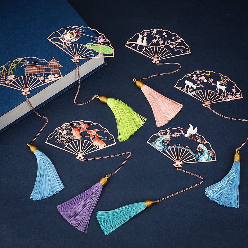 Chinese style Retro Metal Hollow Folding fan bookmark Gift box exquisite tassels court Refinement Simplicity literature Fan Forbidden City Winchance gift fresh birthday gift student Send teachers Classmatein the Electronic Dictionary/Electronic paper book/Stationery , The paper book , Bookmarks  category - from Buy2taobao.com to provide professional Taobao agent buy service