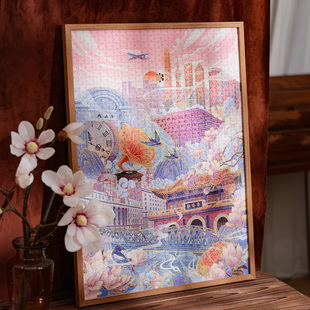 上海静安寺AR城市拼图礼盒全套1000片国潮装饰画摆件文创礼品成人儿童学生高难度解压减压益智玩具旅游纪念品