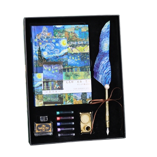 梵高油画记事本世界名画笔记本子文艺复古风彩页插画手账本个性创意日记本哈利波特火漆羽毛钢笔教师节送老师