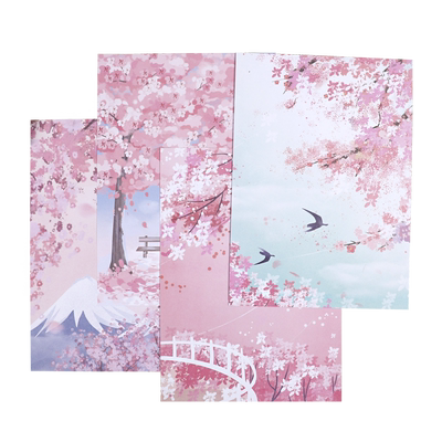 樱花少女心手写情书纸彩色信封