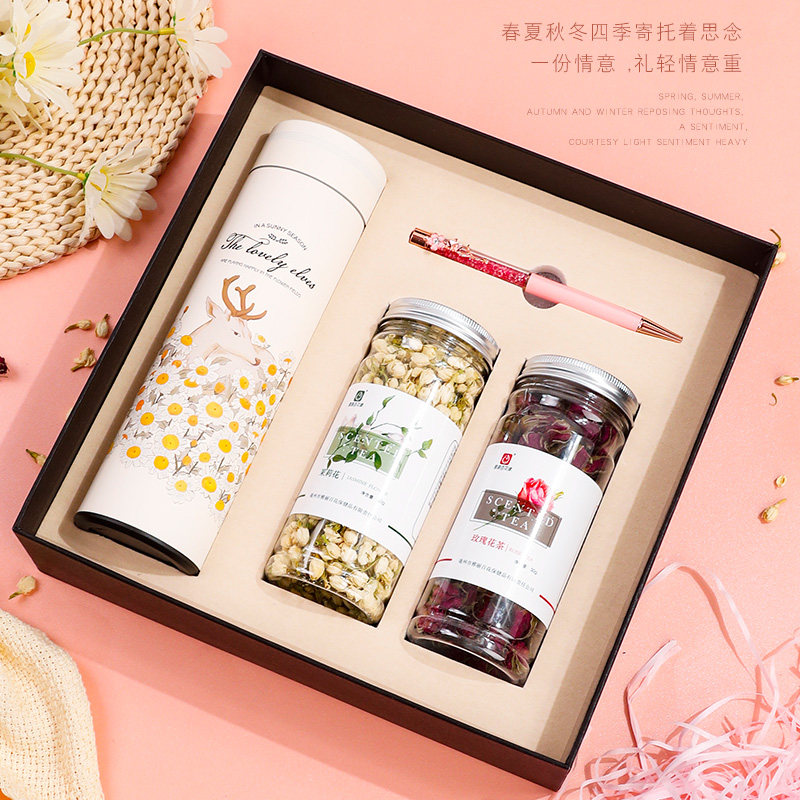 国风雅韵精美礼盒复古典不锈钢杯子文艺范保温杯玫瑰茉莉花茶网红ins创意实用礼品生日礼物送老师女朋友毕业