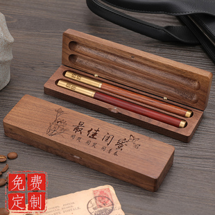 中国风复古签字笔礼盒木盒装匠心笔男女高档木杆中性笔定制LOGO刻字纪念品创意生日礼物送老师同学文创小礼品