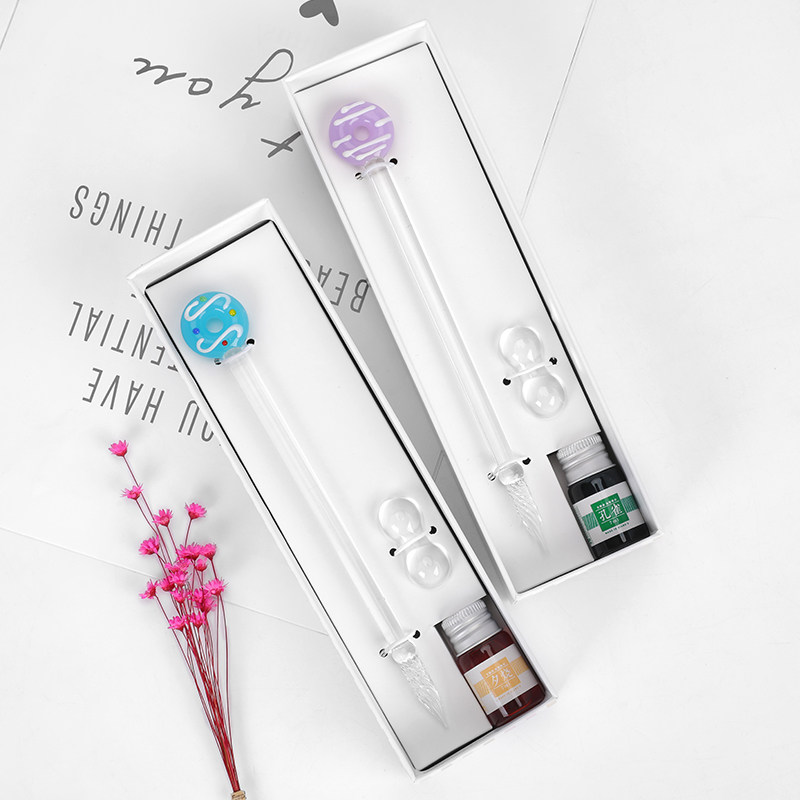 水晶玻璃蘸水笔彩色手工