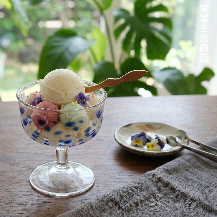 埃及手作透明波点玻璃杯冰淇淋碗