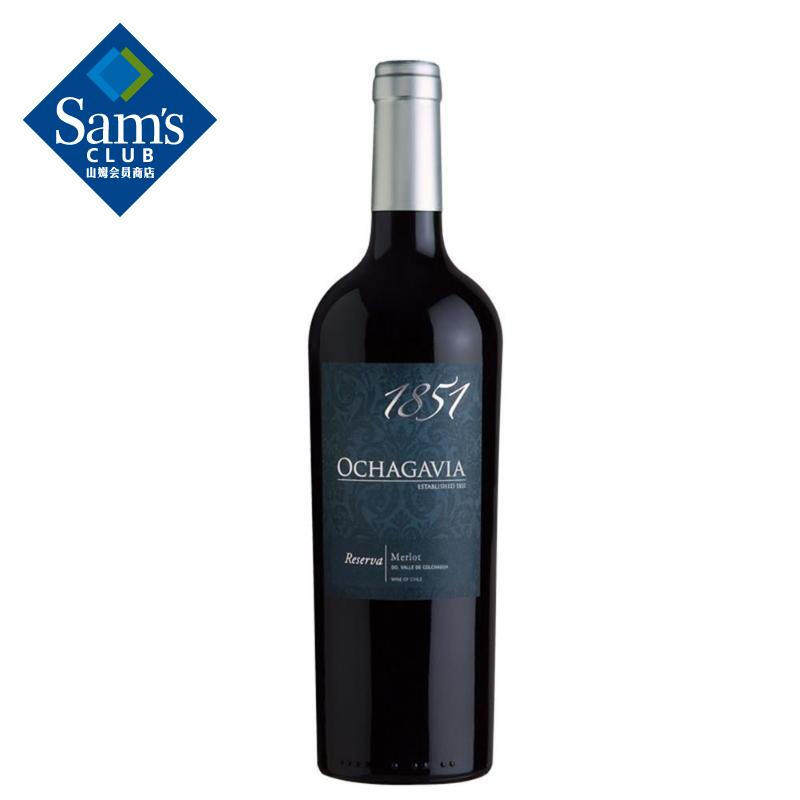 山姆超市 1851 智利进口 珍藏梅洛红葡萄酒 750ml 干型柔和